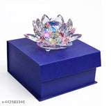Transparent crystal lotus for positive energy, multi-colored glass prism for Feng Shui and good luck