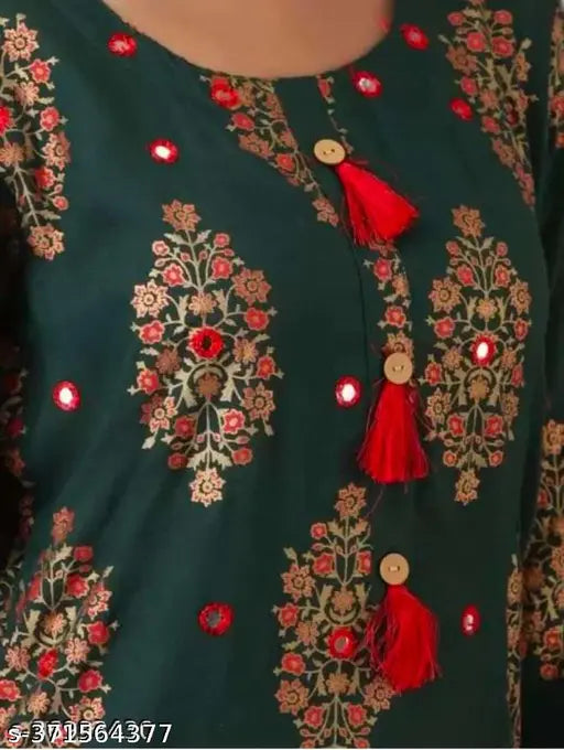 Rayon three-quarter sleeve printed combo dress, Prachi2 Indian fashion for women