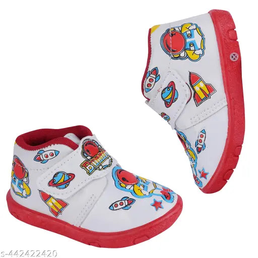 Colorful kids shoes, boy or girl, casual sneakers with astronaut graphics