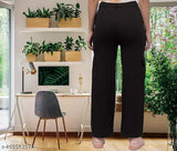 Wide-leg straight cotton blend trousers for women/girls, solid net, SMLX sizes