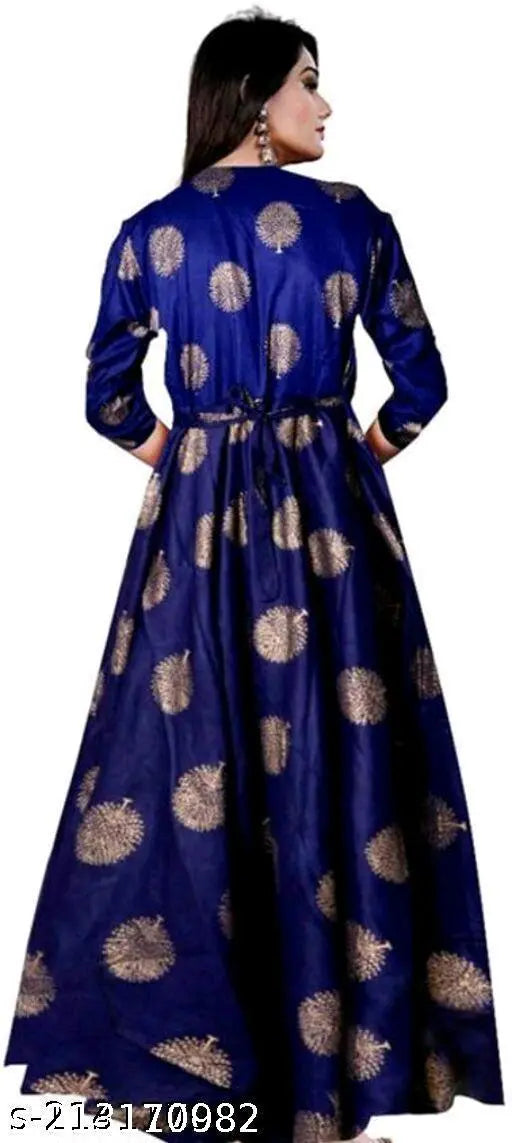 Royal blue long kameez with intricate embroidery