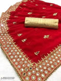 Red and gold border saree with a gold edge