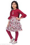Cotton blend party frock for girls, printed net pattern, three-quarter sleeves - festive wear from India (2-3 Years, Bust Size 23 in)