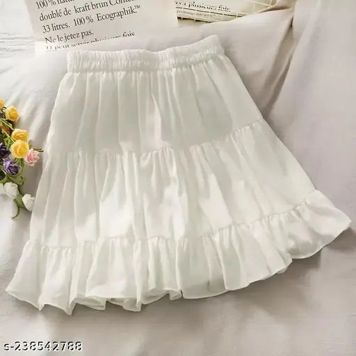 White ruffled women's mini skirt