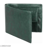Trendy green two-fold faux leather wallet for men (5 card slots), durable, elegant design, perfect gifting option with secret compartments and coin pocket