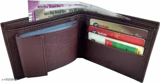 PU leather classic wallet, solid-colored and spacious, perfect for men and women's everyday essentials, ideal gift from India
