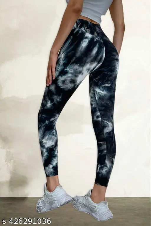 Multicolor cotton blend jeggings by DTR Fashion, size 26, abstract printed pattern for women's athletic wear and exercise