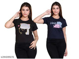 Cotton boyfriend fit round neck half sleeve regular fit printed oversized t-shirt for women, girls. Black background with white text on t-shirts reading "Blissful Blossom