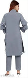 Cotton blend solid-colored women's three-piece dress with shrug, perfect for a casual occasion