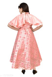 Pink silk frock, traditional design, sari style, elegant silhouette