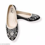 Off white velvet ballerinas with sequin embroidery, elevating ethnic party style