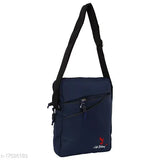 Navy blue slingbag with adjustable strap and zip closure