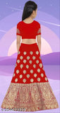 Stylish silk taffeta lehenga choli & dupatta set for kids (red), embellished with embroidery, traditional Indian wedding festival outfit