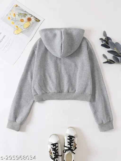 Solid cotton long-sleeved women's crop hood, variety of sizes available from XS to XXXL, originating from India