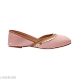 Embellished synthetic ballerina flats with slip-on design, featuring lasting comfort and premium quality Lycra & patent leather. Ind-3, Ind-4, Ind-5, Ind-8 sizes available for various formal, casual, party, ethnic, or wedding wear