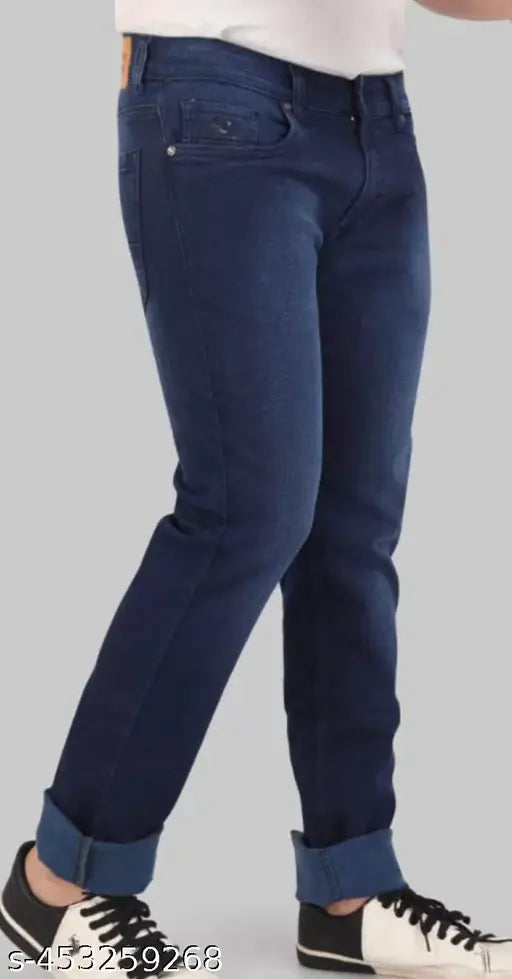 Dark blue denim men's slim fit jeans