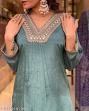 Purple kameez with intricate embroidery, matching dupatta and palazzo pants