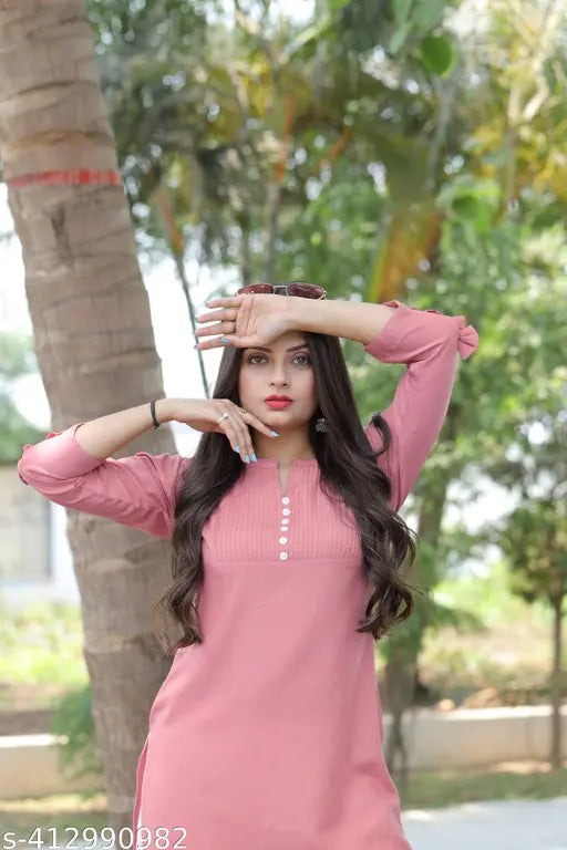 Rayon kurta Plazzo set, solid-colored with three-quarter sleeves, Indian traditional clothing for women
