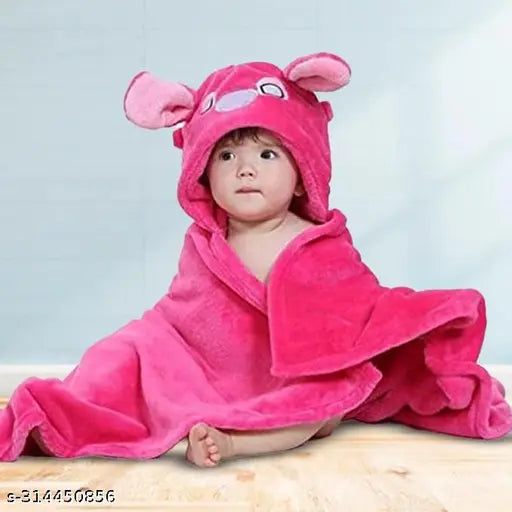 Hooded baby bath towel, premium soft fleece, baby boys & girls, India made