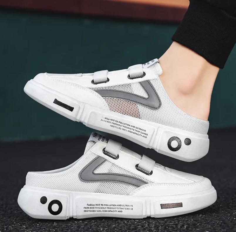 Soft synthetic white slip-on half casual shoes for men, perfect for casual occasions, non-slip design