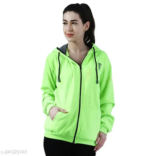 Indian-origin, cotton blend women's full sleeve pullover hoodie with kangaroo pocket & zip - urban styling, soft fleece knit