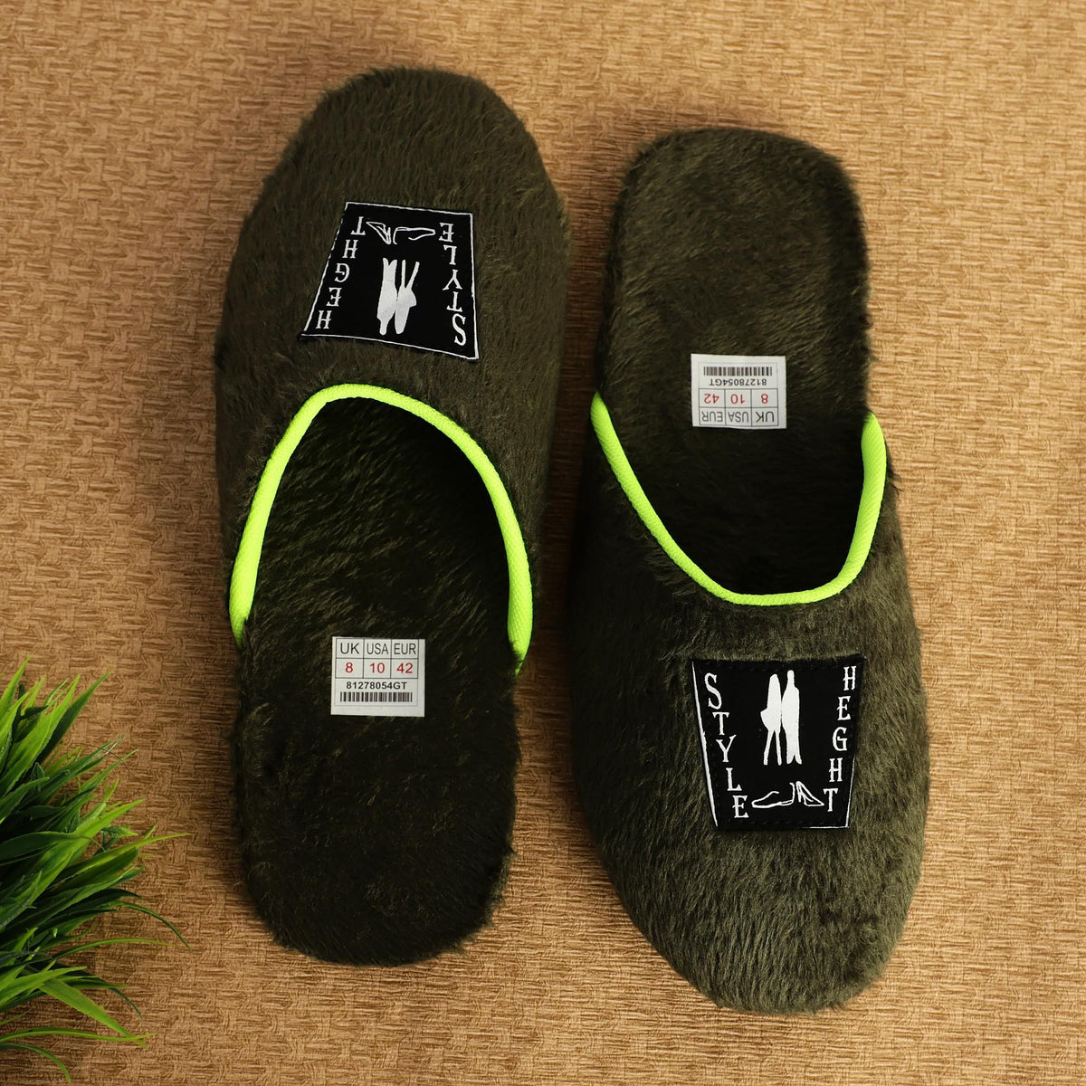 Synthetic green sliders for men, casual footwear with airmix sole, UK/IND size 6, US/EU size 40