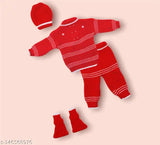 Red striped wool baby sweater, soft and cozy for 0-6 months by The Varman Creations