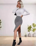 Stylish printed women's side cut skirt