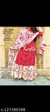 Red embroidered bandhej kameez with matching dupatta and sarara