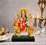 Resin Sherawali mata idol, handcrafted Indian spiritual showpiece, size 8 inches
