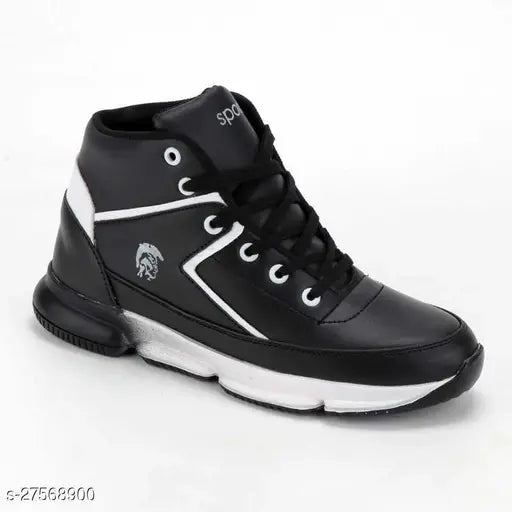 Black and white sneakers, lace up design, casual style