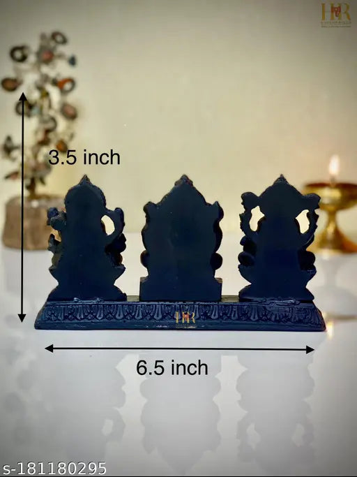 Gold Lakshmi Ganesh Saraswati idol, Indian poly resin figurine for home decor and gifting