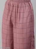 Trendy pink rayon women's kurta sets with printed Palazzos, mandarin collar, regular sleeves - Indian fashion export