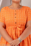 Orange cotton kameez with elastic sleeves
