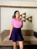 Cotton blend women's half-sleeve zipper t-shirt, classy and beautiful, high quality rib cotton fabric