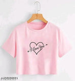 Premium cotton blend crop top with printed design, short sleeves and Indian origin