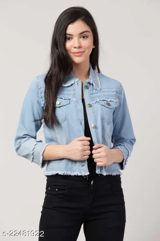 Denim Alisha Petite Women's ethnic jacket, solid combo, long sleeves, sizes S-XL, Indian origin