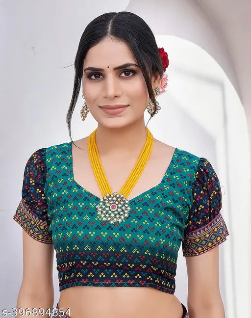 Black and white geometric print saree with matching blouse