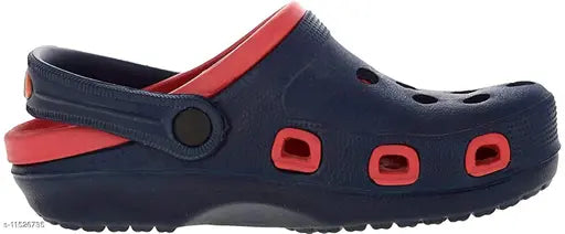 Black clogs with red accents