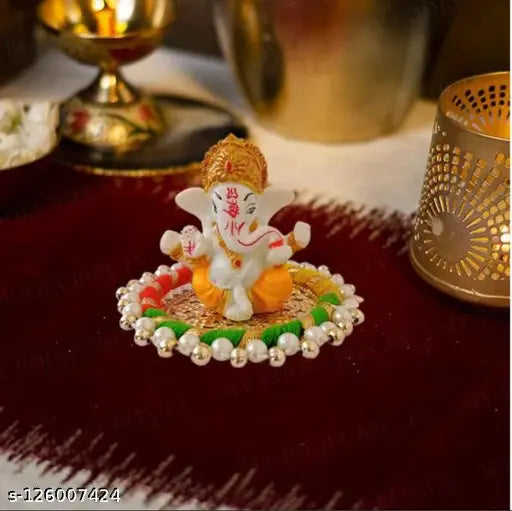 Beautiful Poly Resin Ganpati statue, 10cm x 8cm x 10cm, Diwali & Birthday gift for car dashboard decoration
