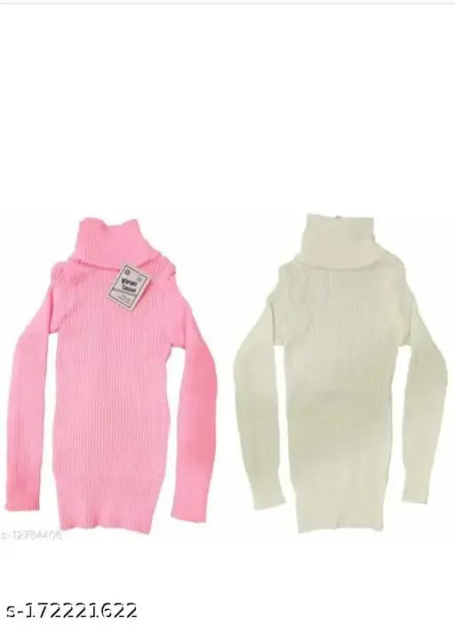 Wool high neck kids sweater for winter, perfect for girls aged 0-8 years, made in India