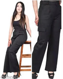 Name women premium cotton wide leg cargo pants relaxed fit insert pockets