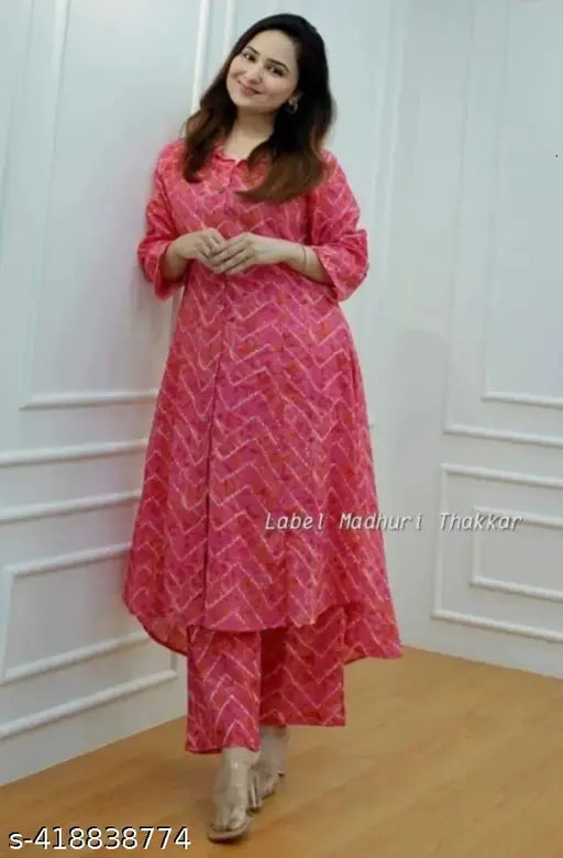 Rayon Alisha Pretty Women's Kurta Set with Palazzos, printed net, three-quarter sleeves, S, M, L, XL, XXL (Origin: India)