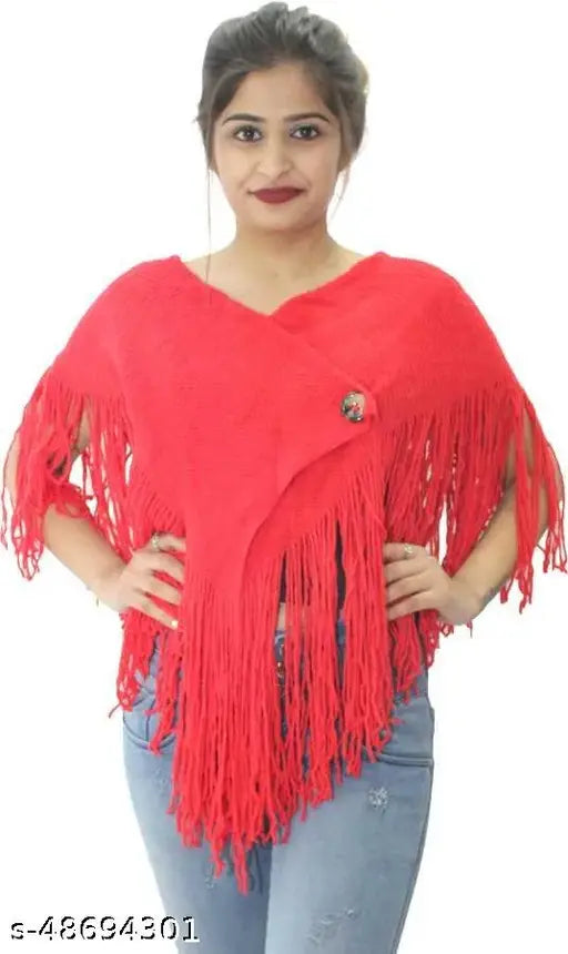 Solid wool hoodie short poncho/cape (India), perfect for free size L (bust 42in, length 25in)