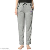 Gray cotton women's straight fit trousers