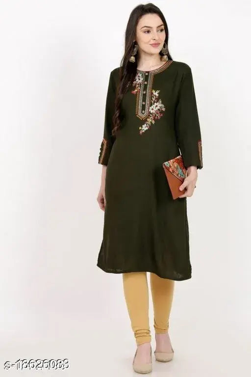 Rayon embroidered kurti for women, vibrant Indian fashion in XL and XXL sizes