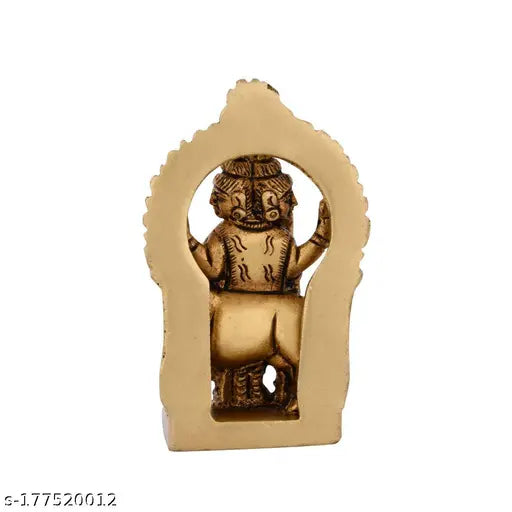 Brass Dattatreya Swami statue, Lord Datta Trimurti, exquisite golden finish, spiritual home decor