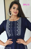 Rayon Nyra Kurti, latest Indian design with 3/4 sleeves, Sanganeri printed, ideal for denim or leggings