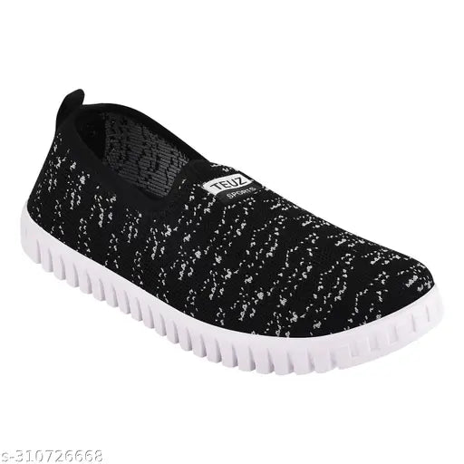 Nubuck black and grey printed ballerinas by LISA - slip-on cozy footwear for women, India origin