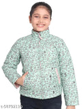 The image shows a young girl wearing a fashionable, light blue coat with a distinct paisley print design. The coat features a zipper closure and appears to have long sleeves. The material of the jacket is likely a cotton or cotton blend fabric for added comfort and durability